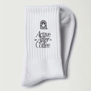 Active After Coffee White Crew Socks